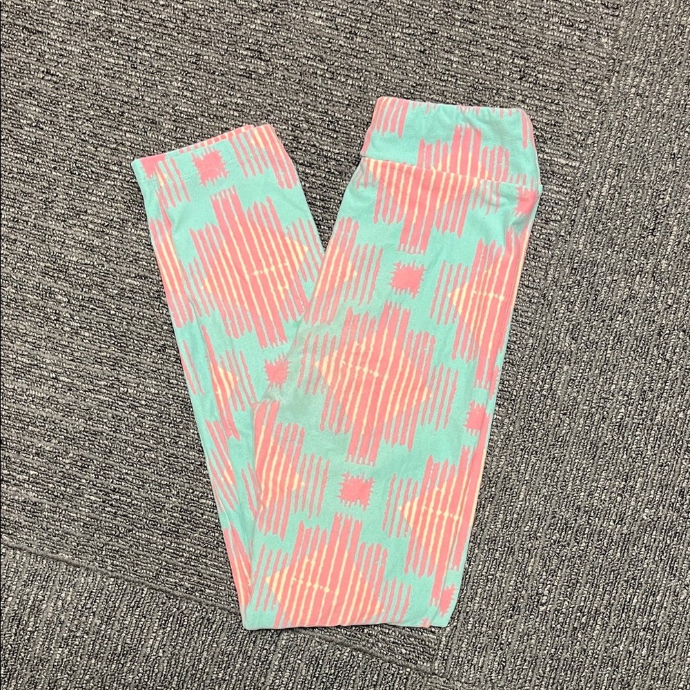 LuLaRoe Mint Green and Coral Pink Kids Leggings